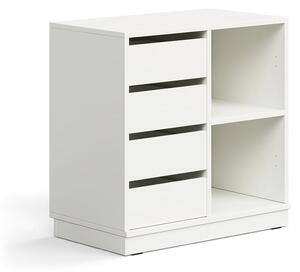 AJ Produkty Skříňka CASPER, 4 zásuvky, 2 přihrádky, sokl, bílá