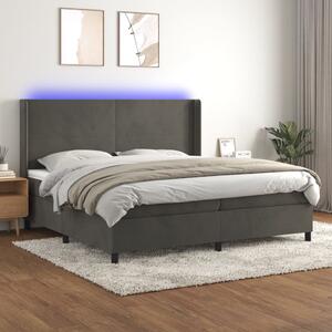 Box spring postel s matrací a LED tmavě šedá 200x200 cm samet 3139464