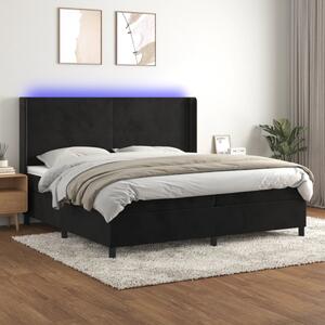 Box spring postel s matrací a LED černá 200x200 cm samet 3139465