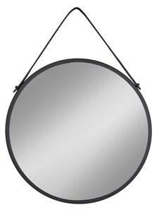 House Nordic Zrcadlo Trapani (Zrcadlo s černým ocelovým rámem a PU páskem\nØ38 cm)