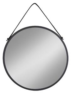 House Nordic Zrcadlo, ocel/umělá kůže, černá, ø60 cm (Černá)