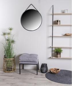 House Nordic Zrcadlo, ocel/umělá kůže, černá, ø60 cm (Černá)