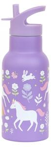 A Little Lovely Company - nerezová lahev na pití, 350 ml - jednorožci a duha