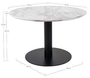 House Nordic Konferenční stolek Bolzano (Konferenční stolek s deskou ve vzhledu mramoru a černou podnoží\nø70x45cm)