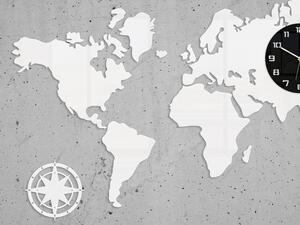 ModernClock 3D nalepovací hodiny Mapa světa bílé