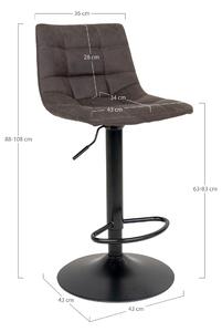 Barová židle Middelfart (Barová židle v tmavě šedé barvě s černými nohami)