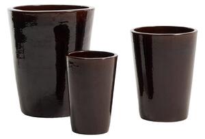 Kave Home Set tří hnědých zahradních květináčů Rotja ⌀ 26/35/47 cm