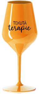 TEKUTÁ TERAPIE - oranžová nerozbitná sklenice na víno 470 ml