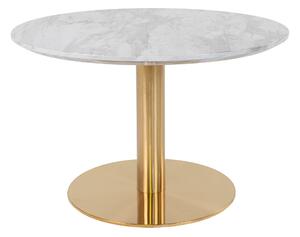 House Nordic Konferenční stolek, deska ve vzhledu mramoru a mosazná podnož\nØ70x45 cm (Bílá)