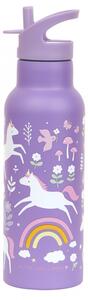 A Little Lovely Company - nerezová lahev na pití, 500 ml - jednorožci a duha