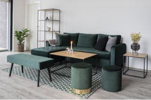 House Nordic Pohovka Firenze Lounge (Pohovka z tmavě zeleného sametu s černými nožkami\n151/83x219xH80 cm\nHN1006)