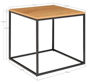 House Nordic Odkládací stolek, dubový vzhled, černý rám\n45x45x45 cm (Přírodní)