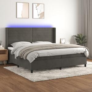 Box spring postel s matrací a LED tmavě šedá 200x200 cm samet 3139644