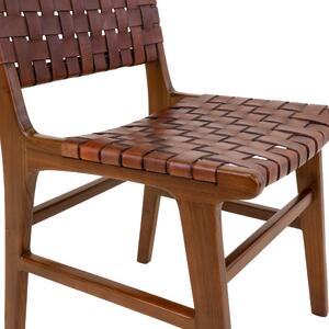 House Nordic Jídelní židle Perugia (Jídelní židle Perugia v teakovém dřevě s hnědou kůží)