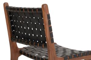 House Nordic Jídelní židle v kůži, černá s nohami z teakového dřeva (Přírodní / Černá)