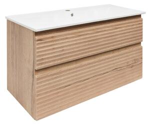 Koupelnová skříňka 2 zásuvková s umyvadlem Naturel Savona 98x53x44,8 cm dub Halifax mat SAVONA2100DH