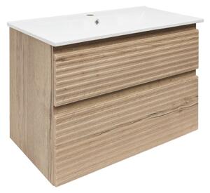 Koupelnová skříňka 2 zásuvková s umyvadlem Naturel Savona 78x53x44,8 cm dub Halifax mat SAVONA280DH