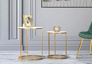 Set 2 ks odkládacích stolků Mauro Ferretti Ertam, 52x63-42x53 cm, zlatá/bílá