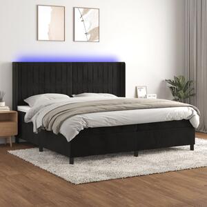 Box spring postel s matrací a LED černá 200x200 cm samet 3139705