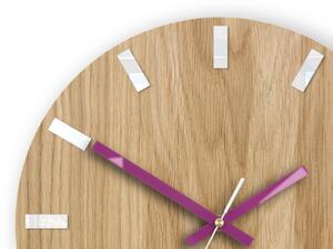 ModernClock Nástěnné hodiny Simple Oak hnědo-fialové
