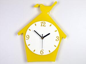ModernClock Nástěnné hodiny Birdie žluté