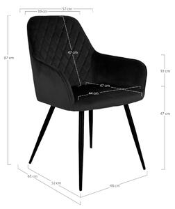 House Nordic Jídelní židle ze sametu, černá s černými nohami, HN1207 (Černá)