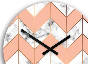 ModernClock Nástěnné hodiny Mramor bílo-růžové