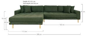 House Nordic Pohovka Lido Lounge (Pohovka s levým čelem v olivově zelené látce se čtyřmi polštáři\nHN1020)