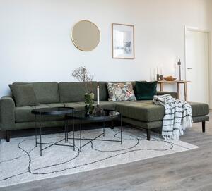 House Nordic Pohovka Lounge Sofa, pravá strana v olivově zelené barvě se čtyřmi polštáři a nohami z černého dřeva, HN1020 (Olivově zelená)