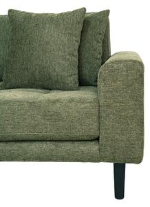 House Nordic Pohovka Lounge Sofa, levá strana, v olivově zelené barvě, se čtyřmi polštáři a nohami z černého dřeva, HN1020 (Olivově zelená)