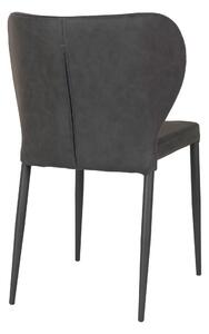 Kožená jídelní židle Plano tmavě šedá/černá