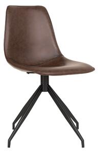 House Nordic Jídelní židle z PU s otáčením, tmavě hnědá s černými nohami, HN1227 (Hnědá)