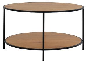 House Nordic Konferenční stolek Vita (Kulatý konferenční stolek s černým rámem a deskou v dubovém vzhledu Ø80x45 cm)