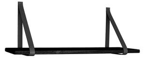 Černá police Vera s koženým zavěšením 80 cm