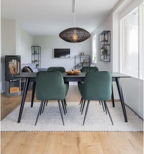House Nordic Jídelní židle ze sametu, zelená s černými nohami, HN1206 (Zelená)