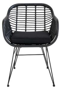 Černá jídelní židle Corma z umělého ratanu