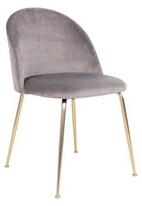 House Nordic Jídelní židle ze sametu, šedá s nohami mosazného vzhledu, HN1213 (Šedá)