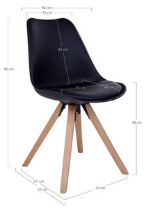 House Nordic Jídelní židle Bergen (Židle v černé barvě s nohami z přírodního dřeva)