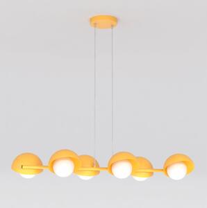 Závěsné svítidlo BOOM 6 – oranžové, bílé sklo, 6× G9, šířka 88 cm