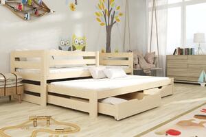 Dětská postel z masivu borovice SAMUEL s přistýlkou 200x90 cm - přírodní