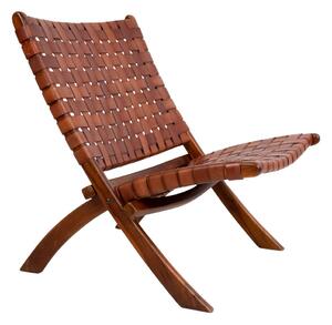 House Nordic Skládací židle Perugia (Skládací křeslo s hnědou kůží)