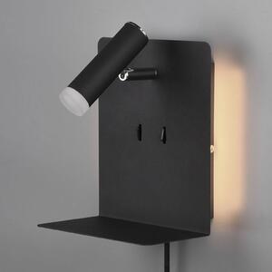 LED nástěnné svítidlo Element s policí černá matná