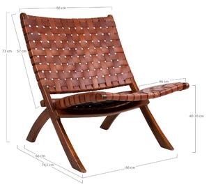 House Nordic Skládací židle Perugia (Skládací křeslo s hnědou kůží)