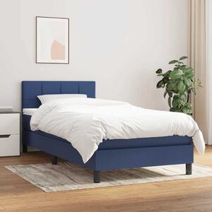 Box spring postel s matrací modrá 80x200 cm textil 3140015