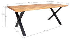 House Nordic Jídelní stůl 200 cm Toulon (Jídelní stůl z naolejovaného dubového dřeva se zvlněnou hranou - připravený na rozkládací desky\n\n200x95xh75cm)