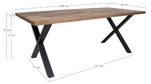 House Nordic Jídelní stůl Montpellier (Jídelní stůl v barvě kouřového olejovaného dubu s rovnou hranou - připravený na rozkládací desky\n200x95xh75 cm)
