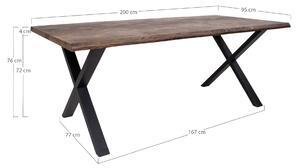 House Nordic Jídelní stůl Toulon (Jídelní stůl v barvě kouřový olejovaný se zvlněnou hranou - připravený na roztahovací desky\n\n200x95xh75 cm)