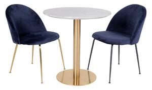House Nordic Jídelní stůl, deska v mramorovém vzhledu, nohy v mosazném vzhledu\nØ90x75cm (Bílá)
