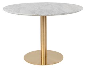 House Nordic Jídelní stůl, deska v mramorovém vzhledu, nohy v mosazném vzhledu\nØ110x75cm (Bílá)