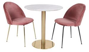House Nordic Jídelní stůl, deska v mramorovém vzhledu s nohami v mosazném vzhledu\nØ70x75 cm (Bílá)